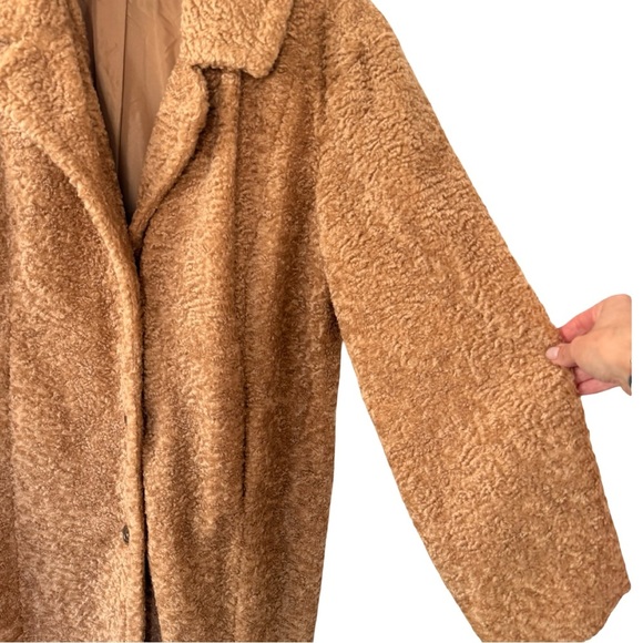 American Eagle Teddy Coat Women’s Brown Faux Fur Longline Jacket Size Large - Picture 4 of 10
